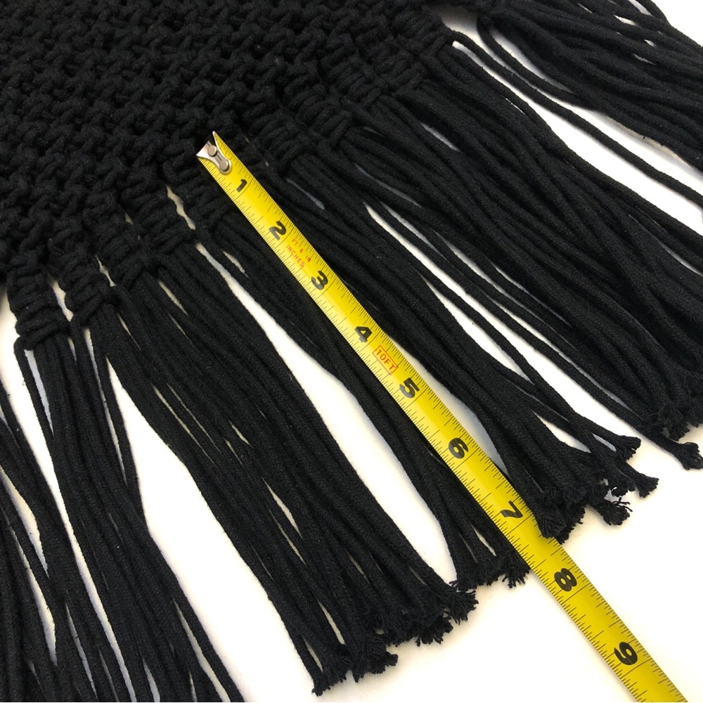 Danielle Nicole Macram Hippie Boho Black Long Fri… - image 7